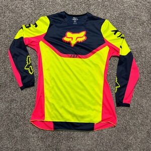 Men’s XL Fox Motocross Jersey - Neon Yellow, Navy Blue and Pink